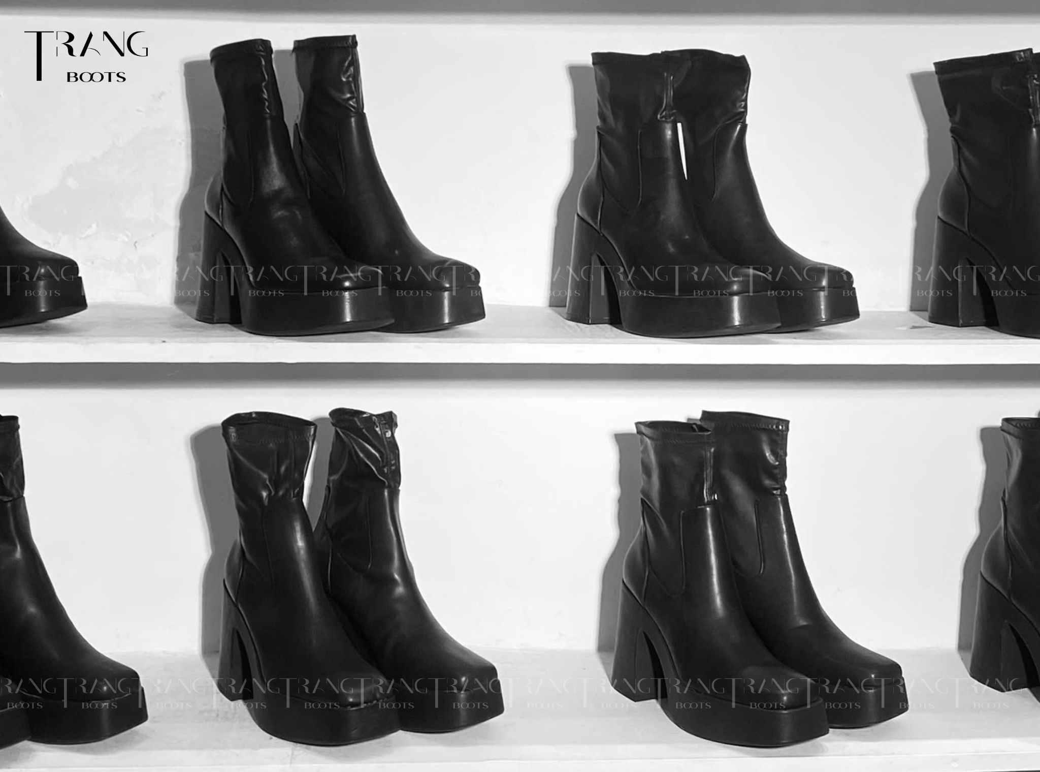 PLATFORM ANKLE BOOTS PULL&BEAR ĐẾ ĐÚP