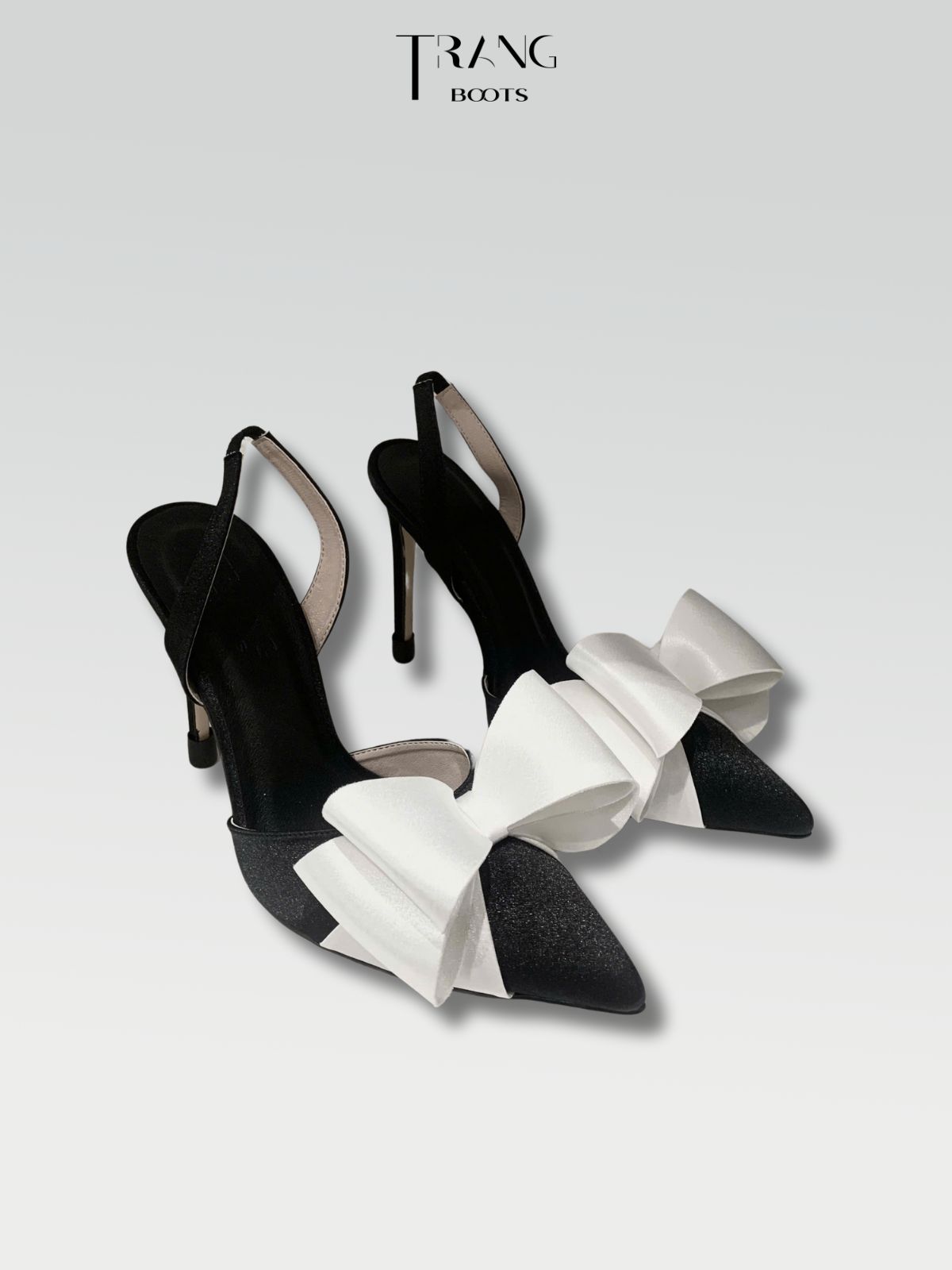 GIÀY CAO GÓT MŨI NHỌN PHỐI NƠ TRẮNG SANG TRỌNG GÓT 10CM LISA PHIÊN BẢN 3.0