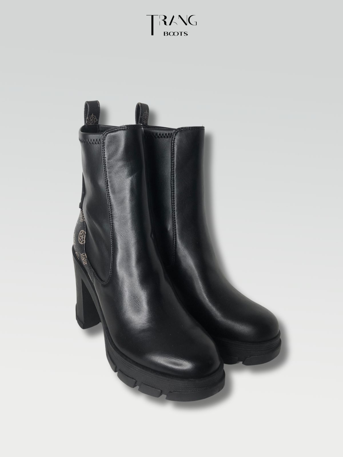 HIGH HEELS BOOTIE - BOOTS CAO GÓT ĐẾ TRỤ CỔ CAO MŨI TRÒN
