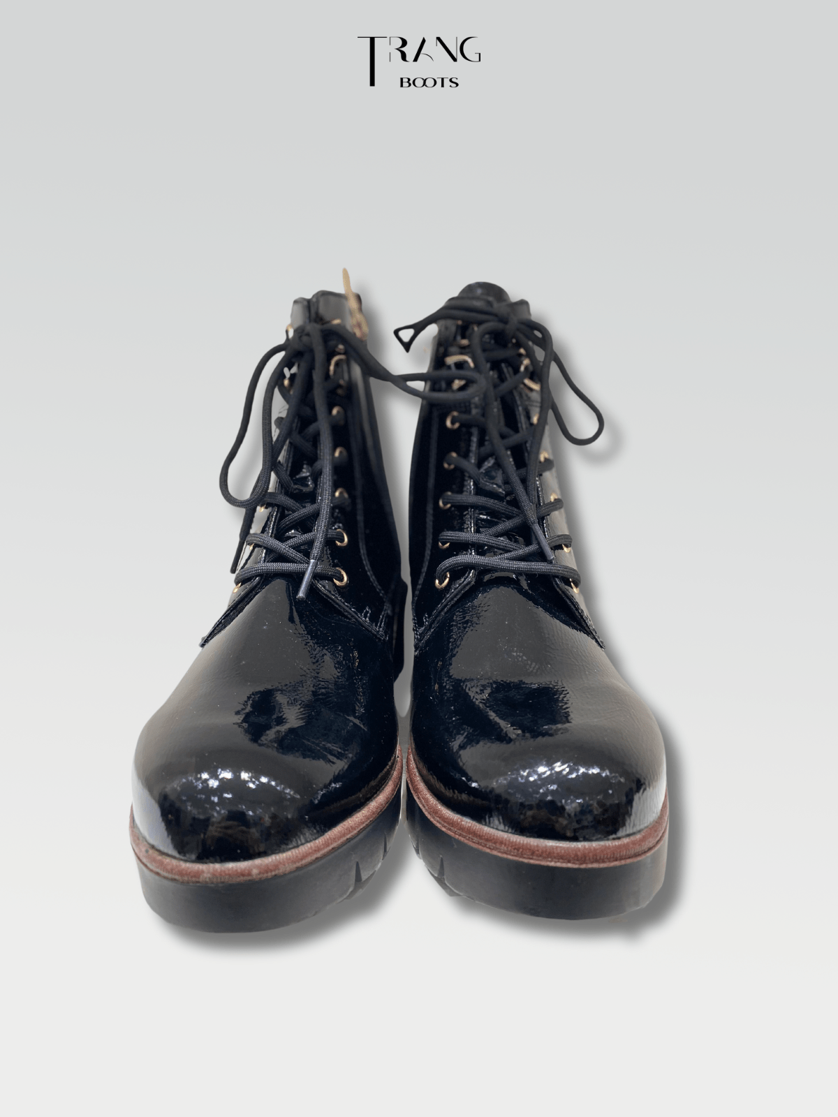 GLOSSY LEATHER COMBAT BOOTS BLACK - COMBAT BOOTS DA BÓNG GÓT TRỤ MÀU ĐEN