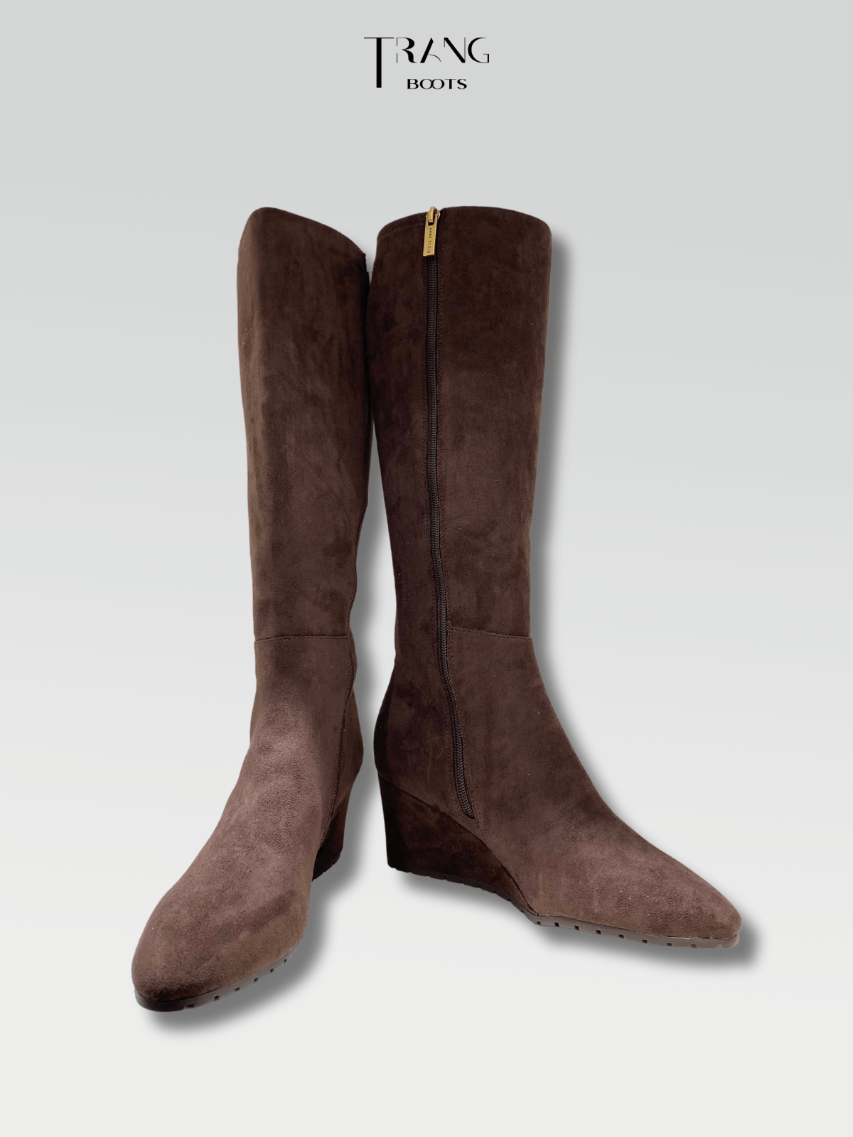 LEATHER KNEE BOOTS BROWN - KNEE BOOTS DA LỘN ĐẾ XUỒNG MÀU NÂU