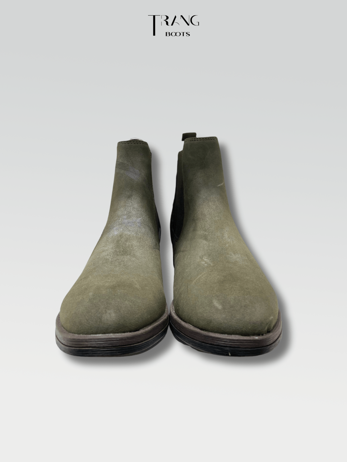 TAMARIS LEATHER ANKLE BOOTS MOSS - ANKLE BOOTS DA LỘN MÀU RÊU