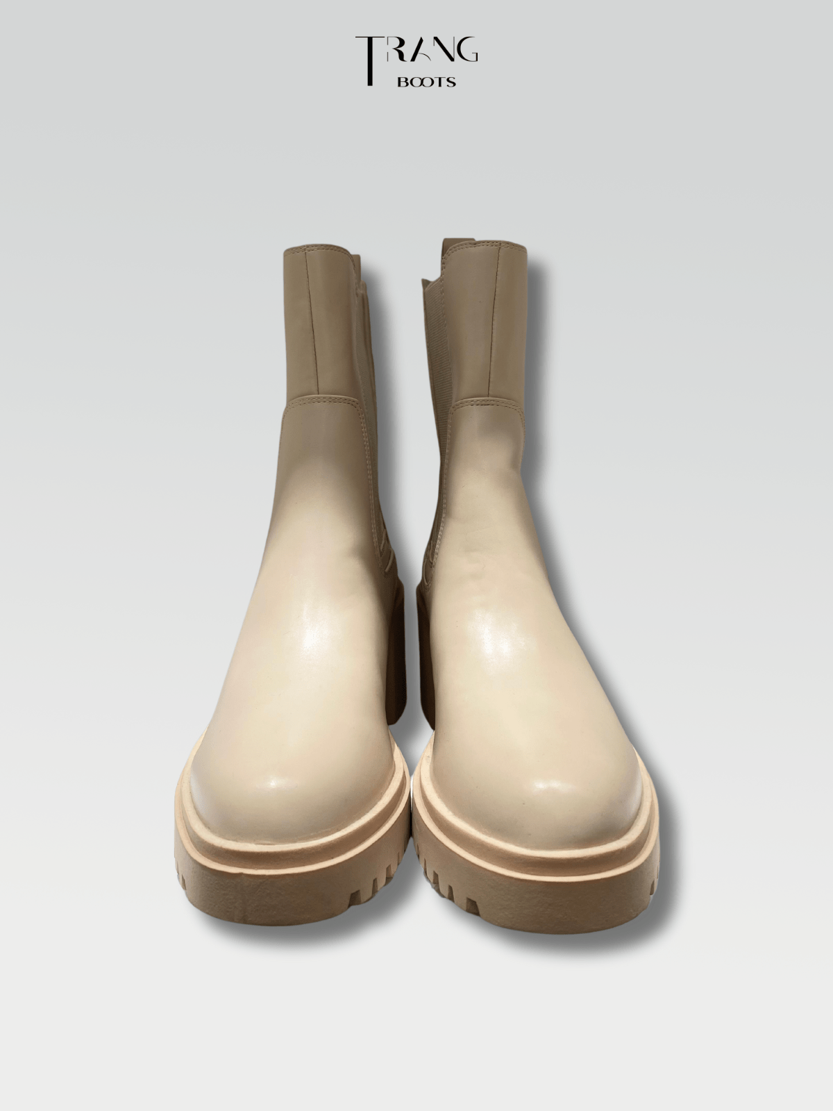 LEATHER CHELSEA BOOTS NUDE - CHELSEA BOOTS DA MỜ GÓT TRỤ MÀU BE