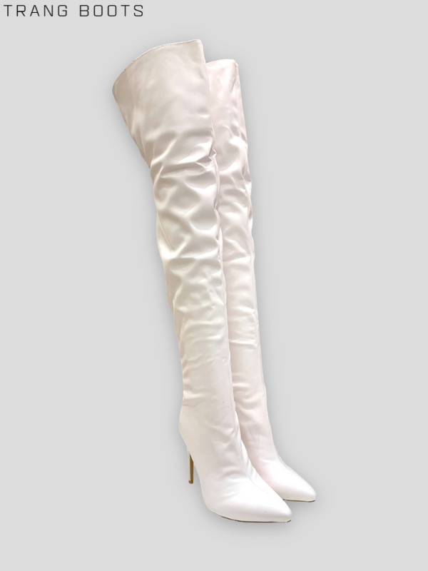 OVER KNEE BOOTS DA MỜ GÓT NHỌN KHÓA SAU