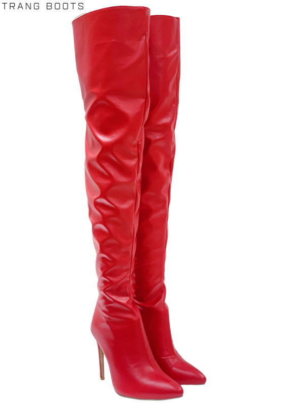 OVER KNEE BOOTS DA MỜ GÓT NHỌN KHÓA SAU