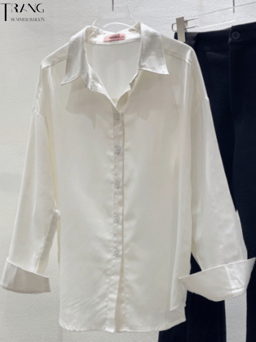 SET ÁO SƠ MI COTTON MONA + QUẦN JEANS ỐNG LOE XÁM