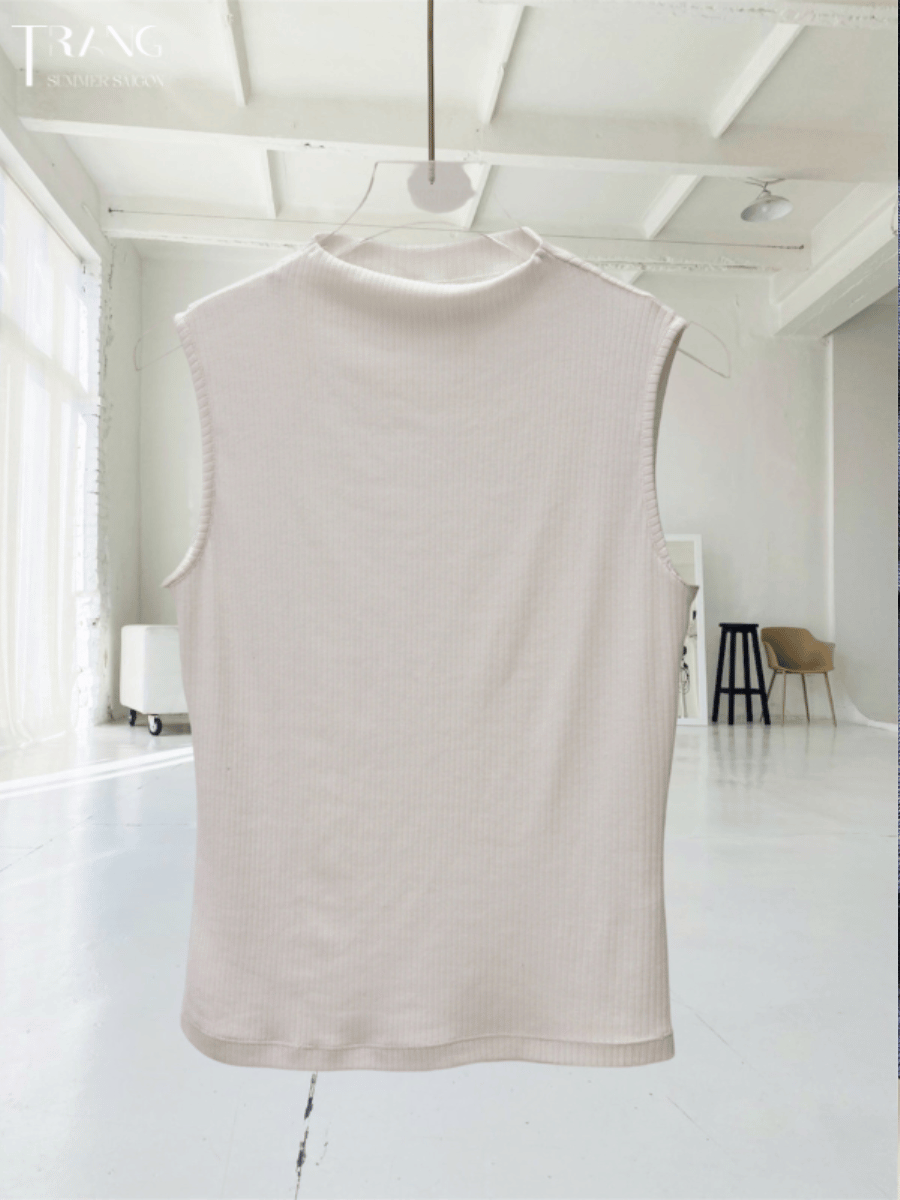 SET ÁO THUN TRẮNG KHÔNG TAY + QUẦN JEANS ỐNG LOE TRẮNG