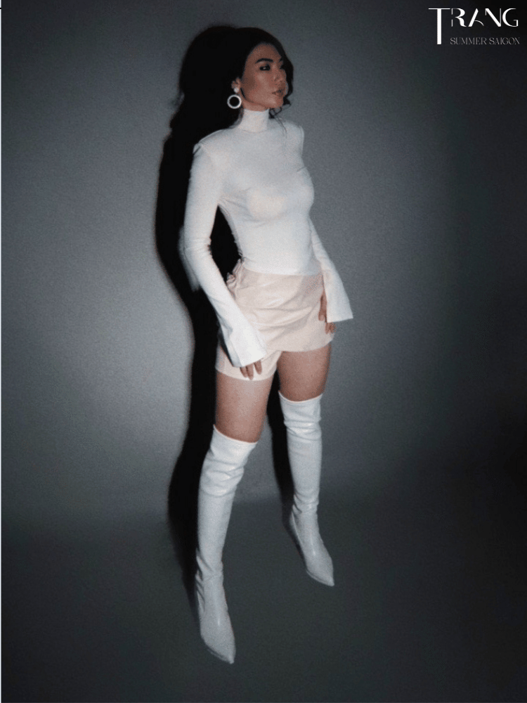 SET QUẦN DA ÁO CỔ LỌ