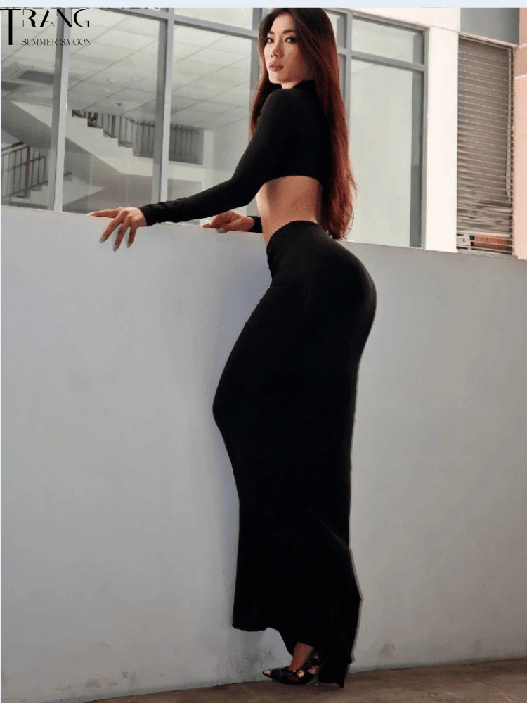 SET VÁY BODY DÀI ÁO CROPTOP