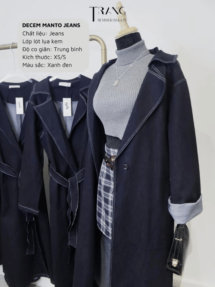 DECEM MANTO JEANS - ÁO MANTO JEANS MÀU XANH ĐEN