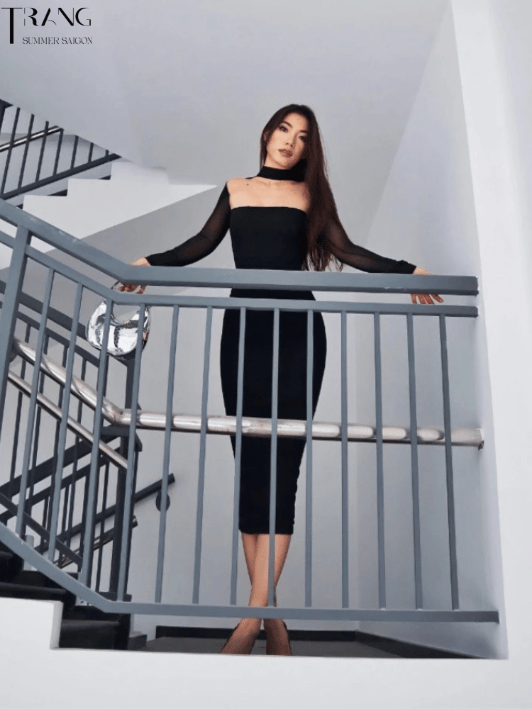 ĐẦM BODY LƯỚI DÁNG DÀI CUT-OUT