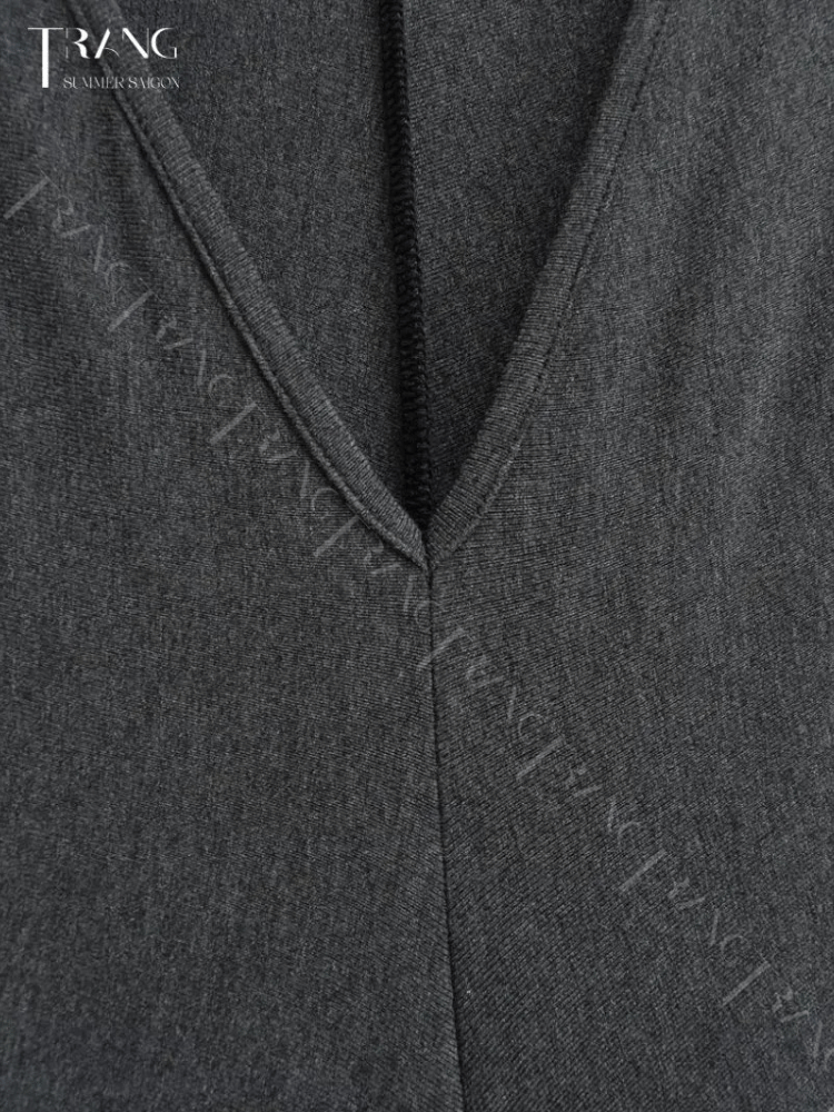 ĐẦM ÔM BODY DÁNG DÀI CỔ CHỮ V NHẤN EO