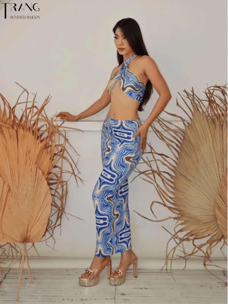 SET VÁY DÀI ÁO XOẮN CỔ