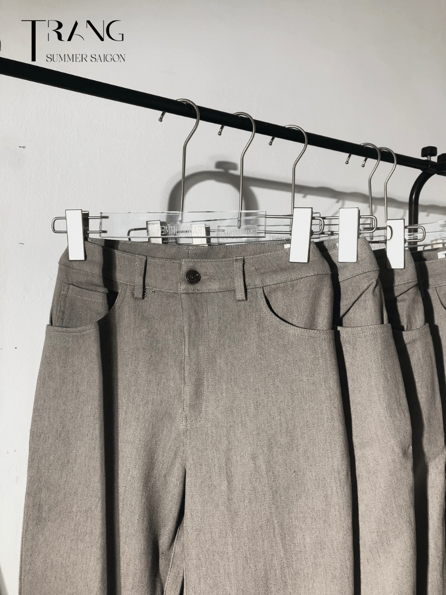 SET ÁO SƠ MI COTTON MONA + QUẦN JEANS ỐNG LOE XÁM