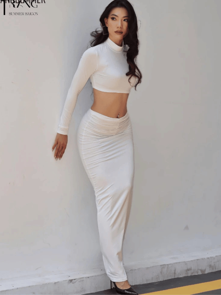 SET VÁY BODY DÀI ÁO CROPTOP