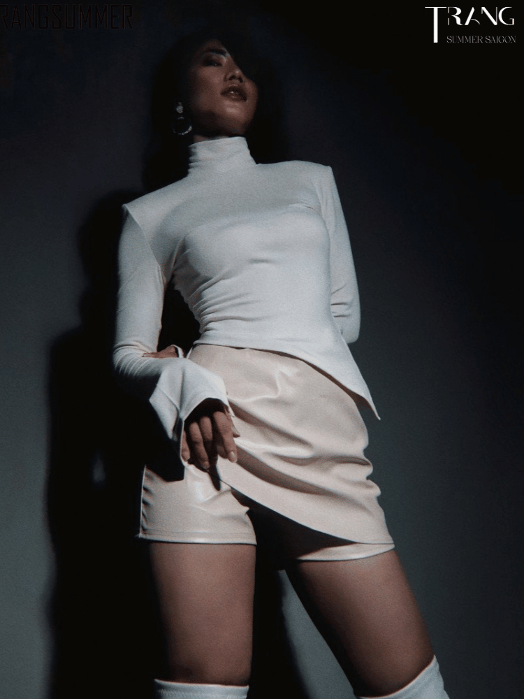 SET QUẦN DA ÁO CỔ LỌ