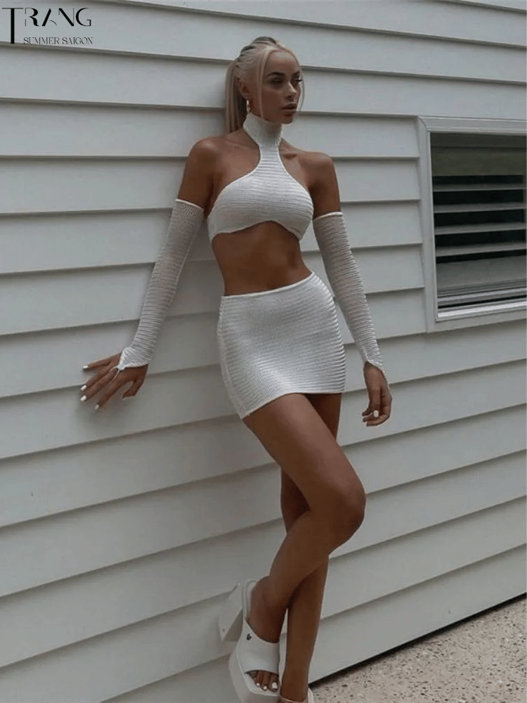 SET VÁY CỔ LỌ KÈM BAO TAY