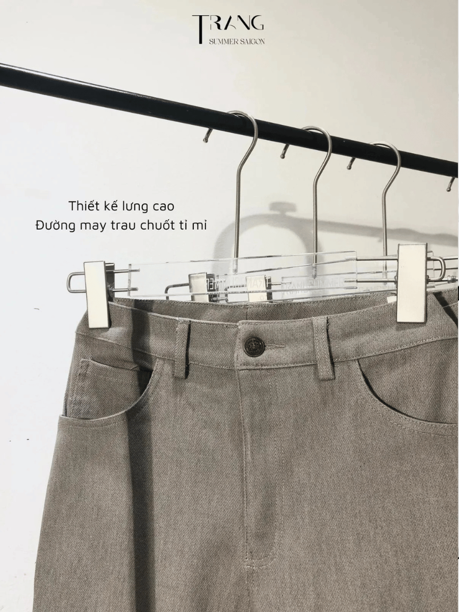 JAN HIGH WAIST GREY FLARE TROUSERS - QUẦN JEANS JAN XÁM ỐNG LOE LƯNG CAO CO GIÃN