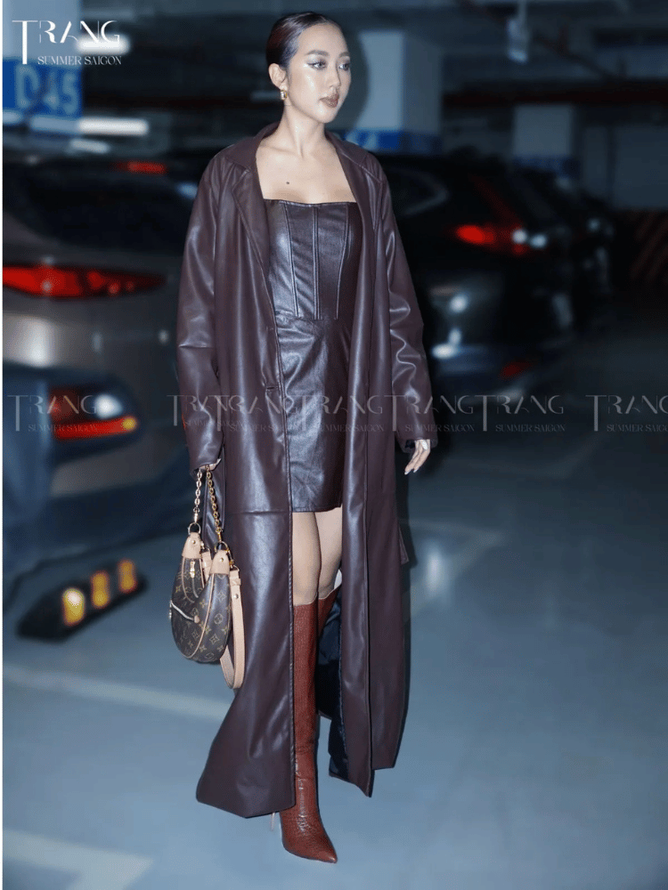 LEATHER BROWN MANTO -GLAM ÁO MANTO DA THỜI TRANG GLAM