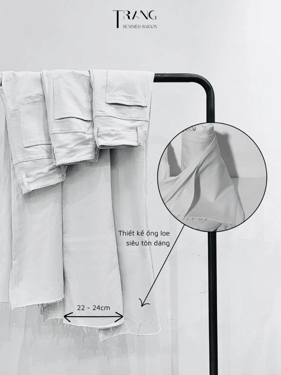 DECEM HIGH WAIST WHITE FLARE TROUSERS - QUẦN JEANS ỐNG LOE LƯNG CAO CO GIÃN