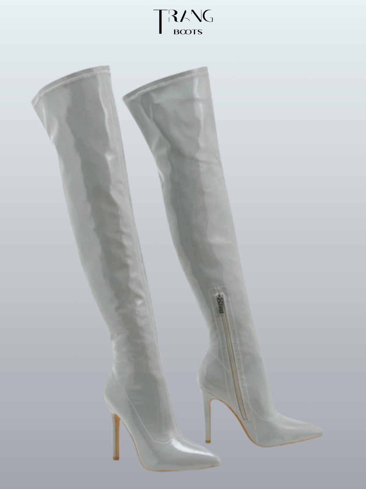 OVER KNEE BOOTS DA BÓNG MŨI NHỌN GÓT NHỌN