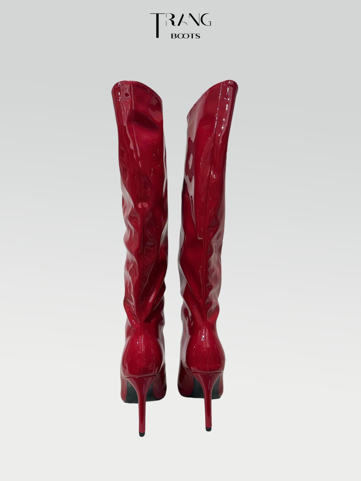 KNEE BOOTS DA BÓNG ỐNG ĐỨNG GÓT NHỌN MÀU TRẮNG