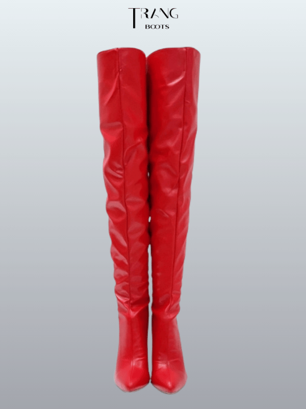 OVER KNEE BOOTS DA MỜ GÓT NHỌN KHÓA SAU