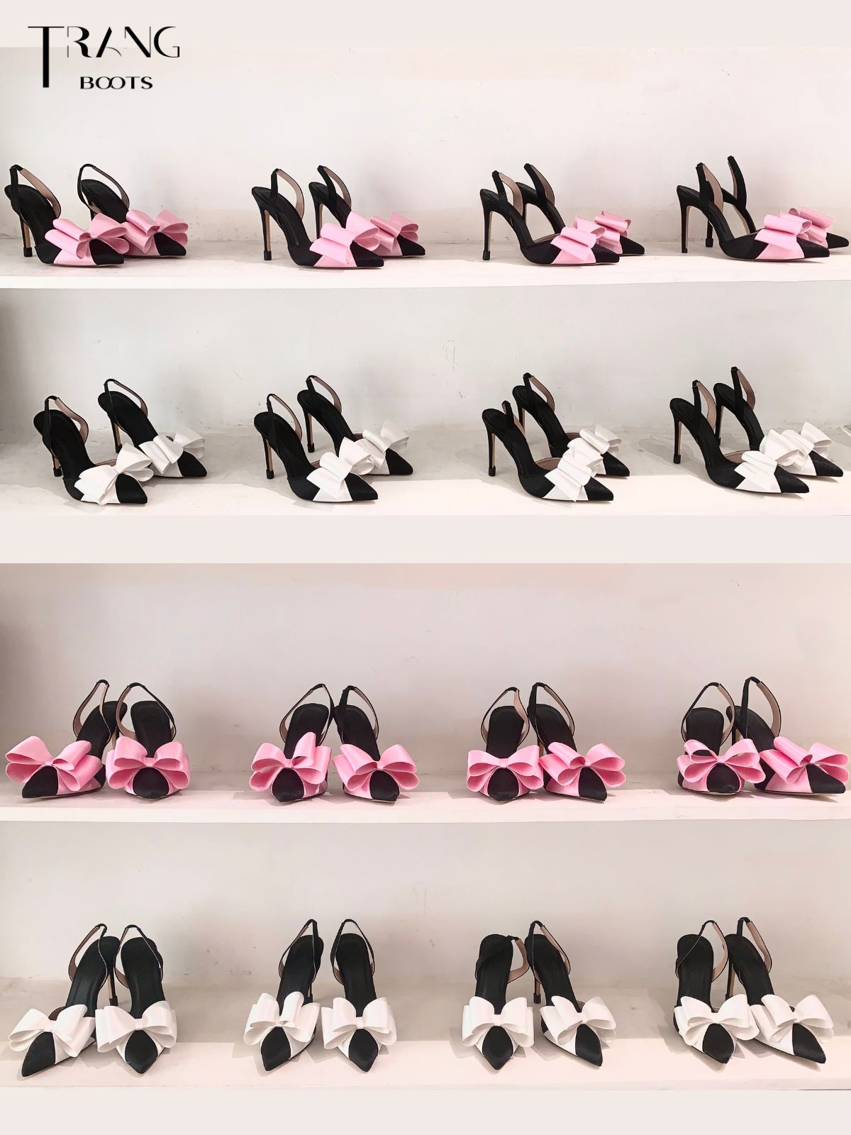 GIÀY CAO GÓT MŨI NHỌN PHỐI NƠ TRẮNG SANG TRỌNG GÓT 10CM LISA PHIÊN BẢN 3.0