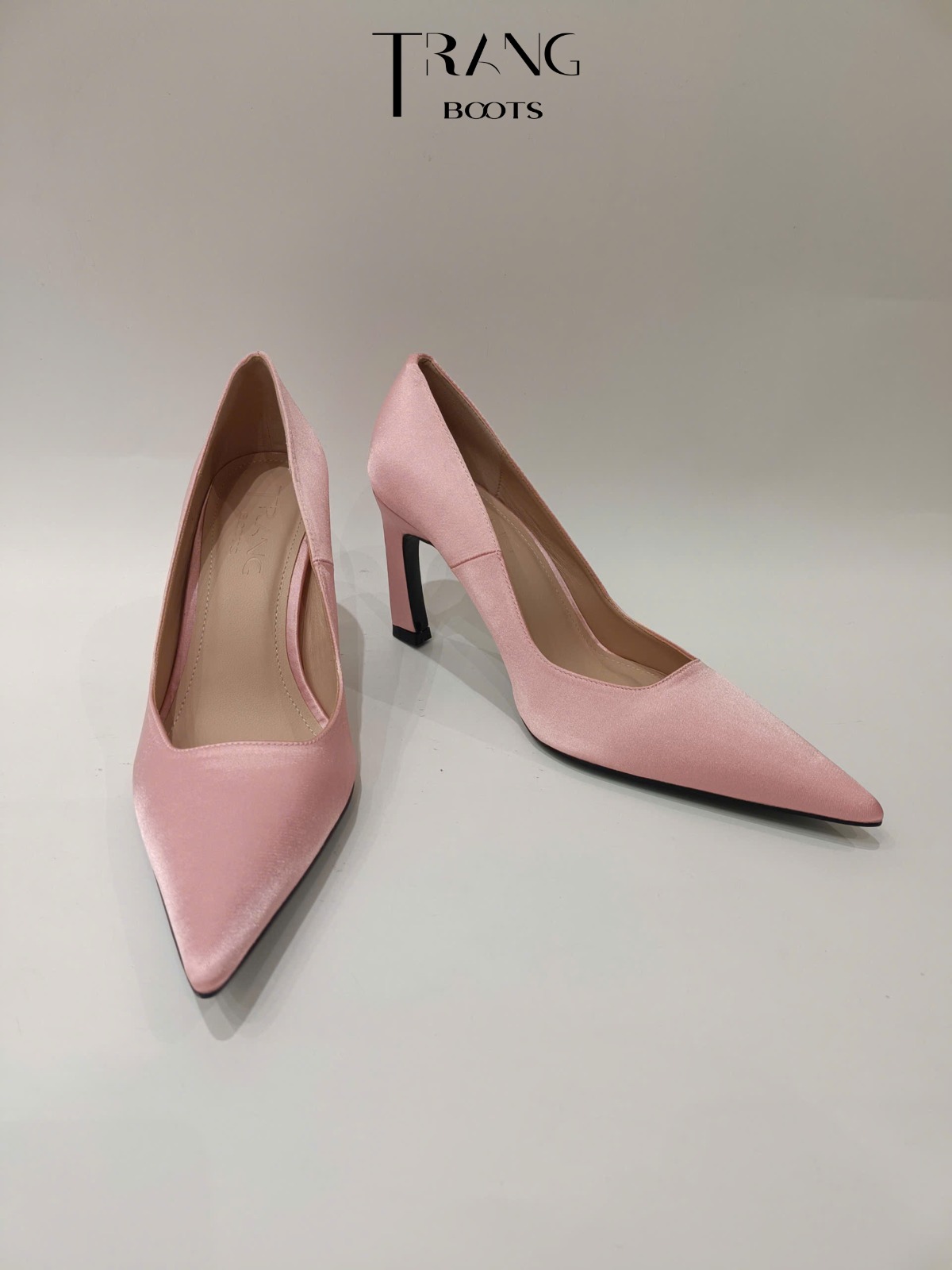 CHARLOTTE SATIN PUMPS - BLUSH ROSE