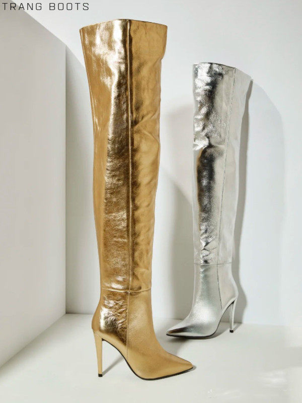 OVER KNEE BOOTS METALLIC GÓT NHỌN