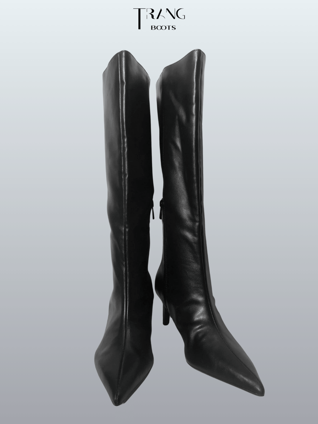 BOOTS GỐI DÁNG ỐNG ĐỨNG THỜI TRANG GÓT NHỌN CÓ KHÓA KÉO BERSHKA