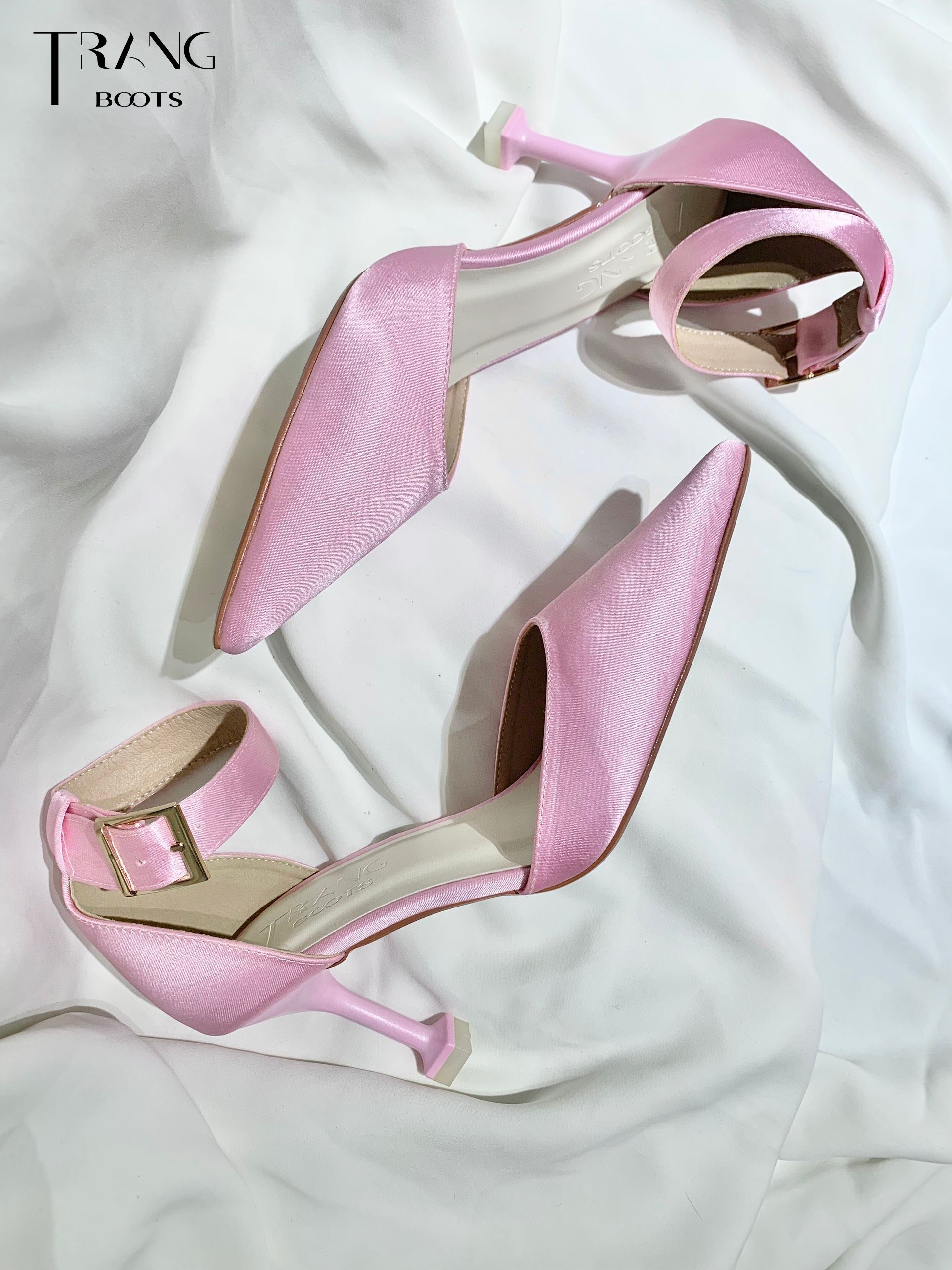 LISA HIGH-HEELS - GIÀY CAO GÓT MŨI NHỌN LỤA SATIN LISA HỒNG