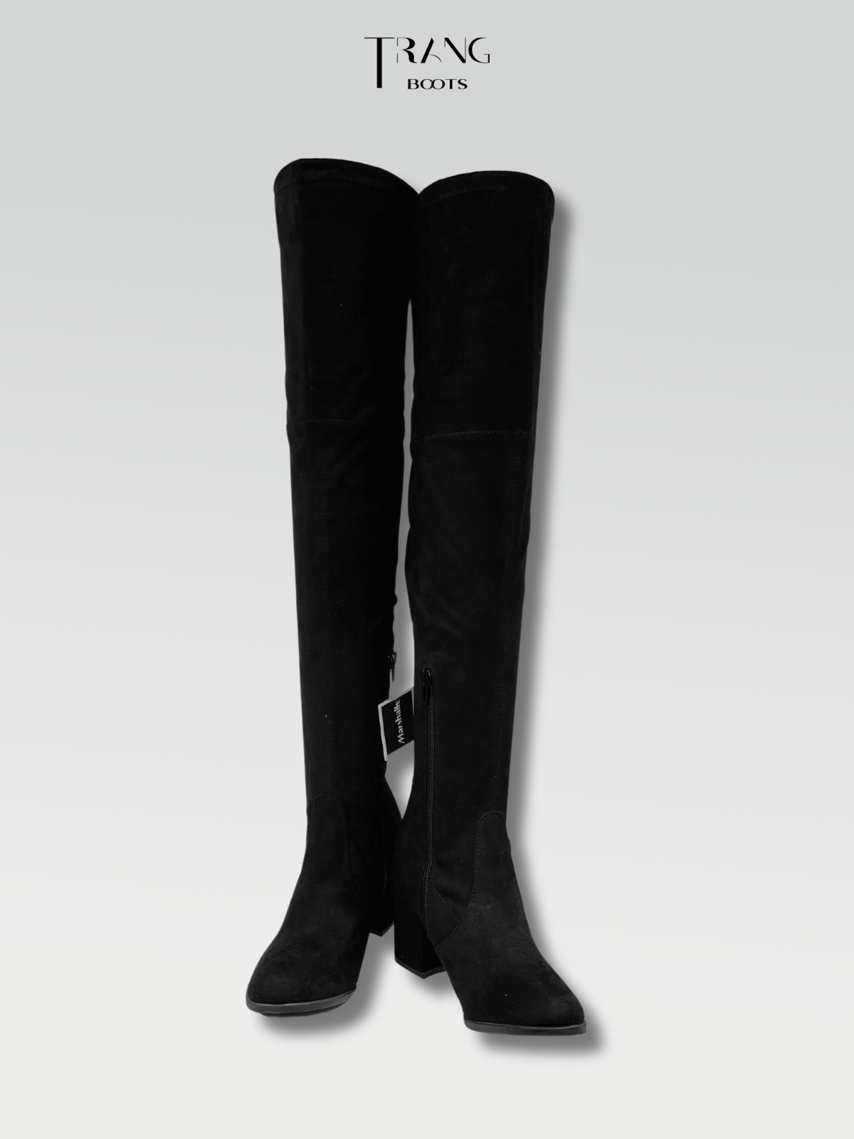 OVER KNEE BOOTS SUEDE BLACK - BOOTS QUA GỐI DA LỘN GÓT TRỤ