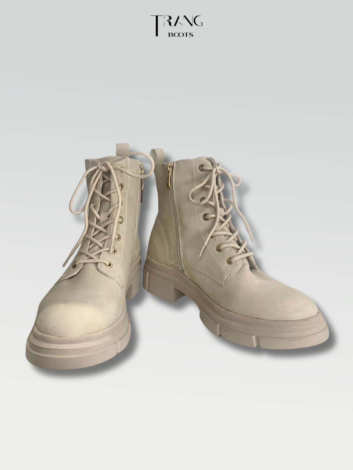 TAMARIS LACE UP COMBAT BOOTS FEMALE - TAMARIS COMBAT BOOTS DA LỘN MÀU BE