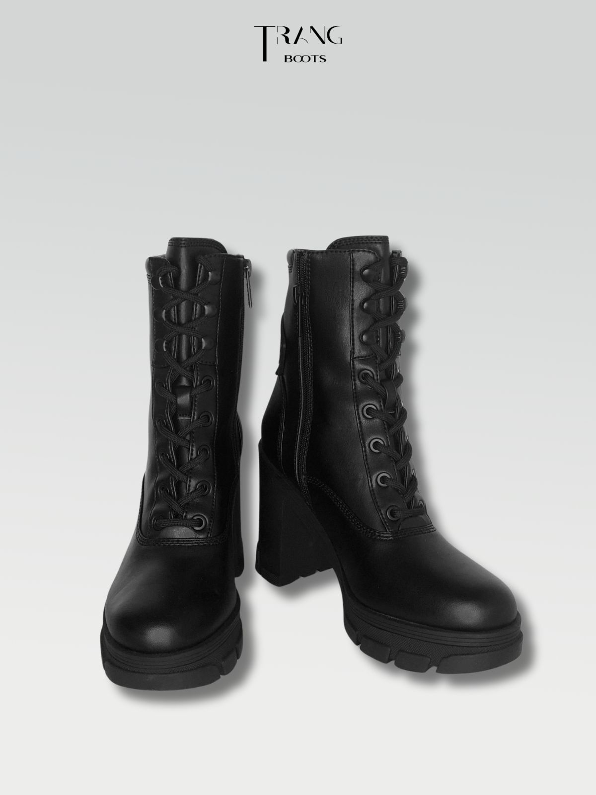 HIGH HEELS BOOTIE - BOOTS CAO GÓT ĐẾ TRỤ CỘT DÂY CỔ CAO