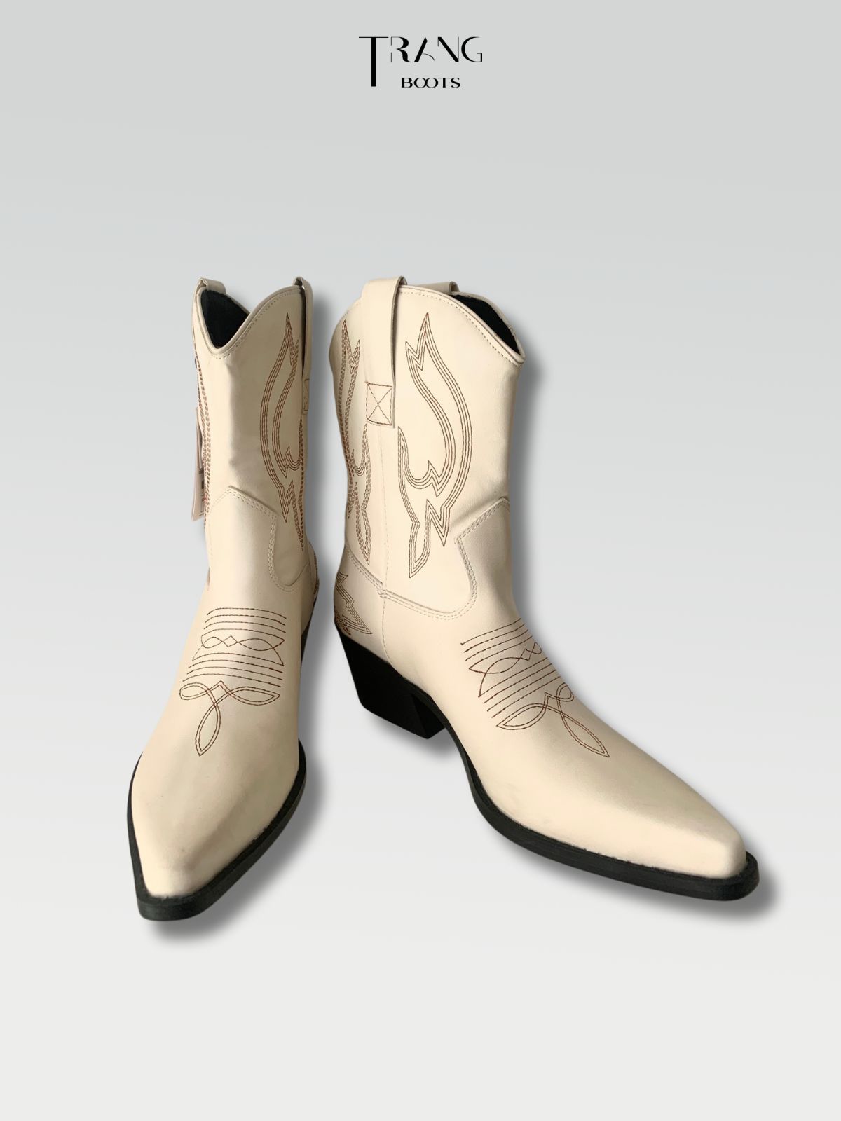 LEATHER COWBOY BOOTS NUDE - BOOTS CAO BỒI DA MỜ MÀU NUDE