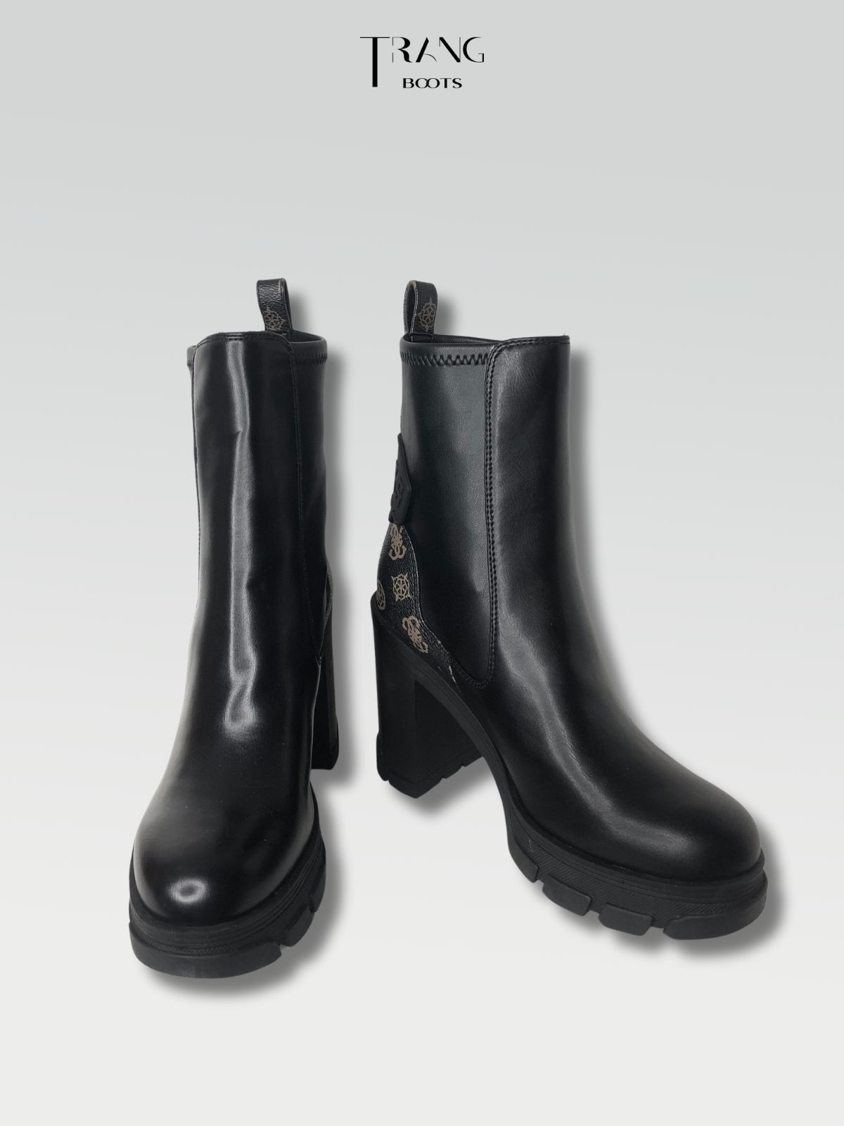 HIGH HEELS BOOTIE - BOOTS CAO GÓT ĐẾ TRỤ CỔ CAO MŨI TRÒN