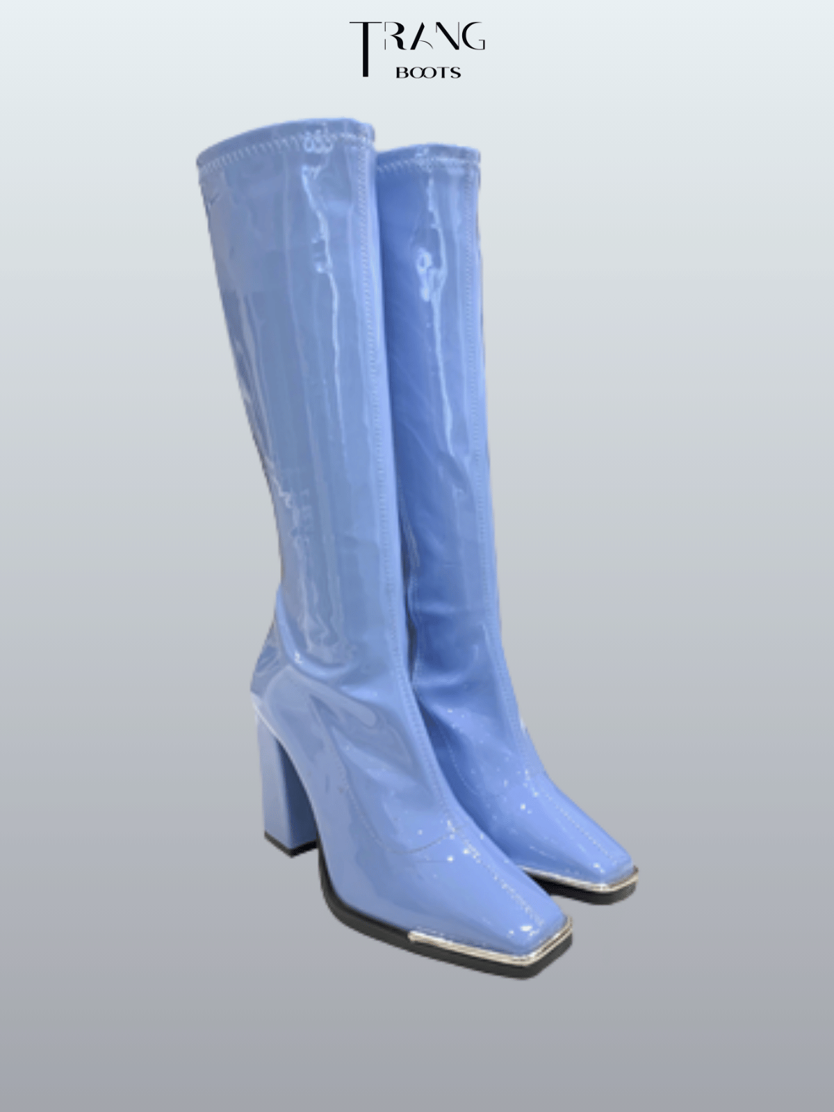 KNEE BOOTS MŨI VUÔNG DA BÓNG GÓT TRỤ