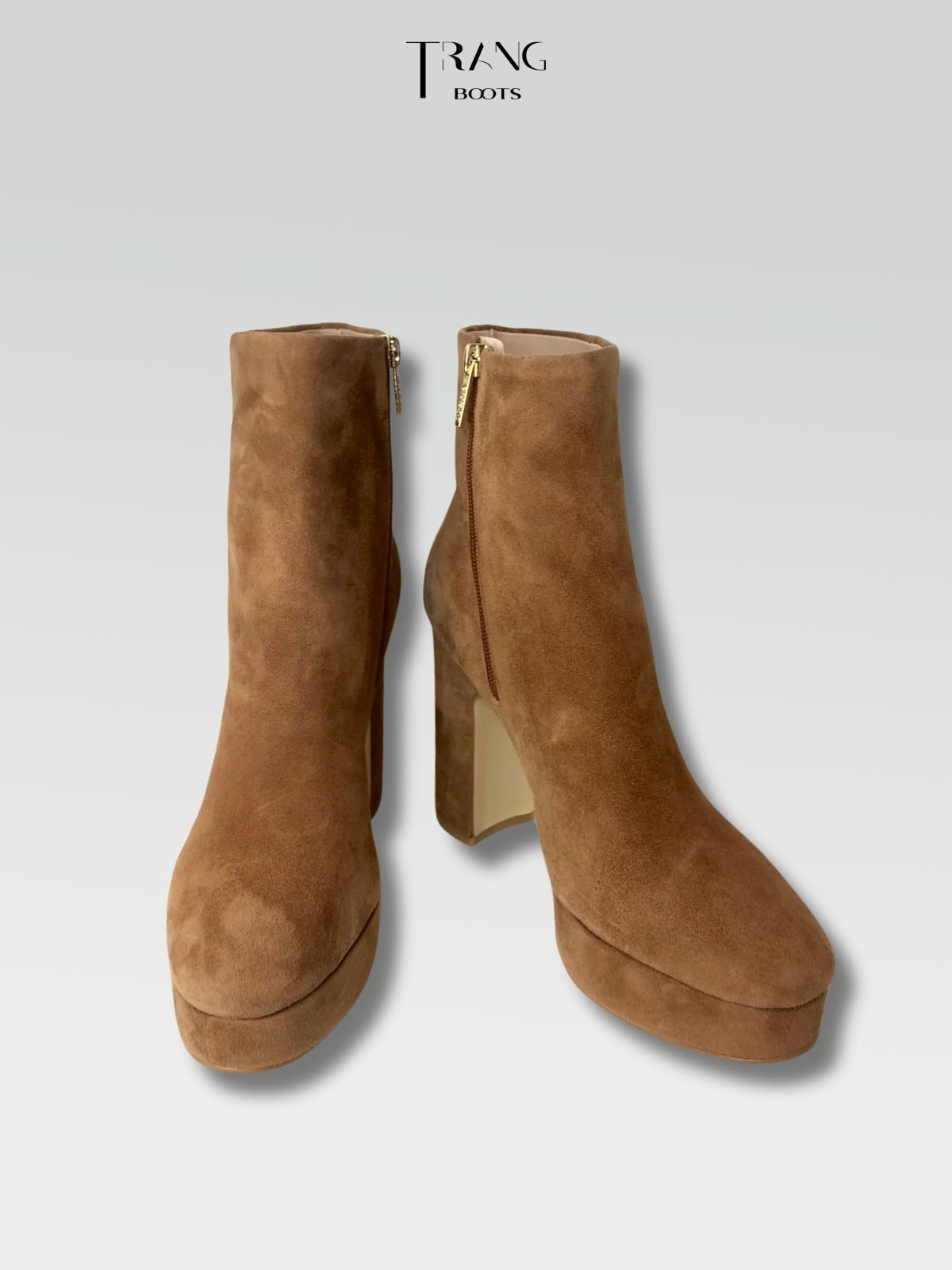 HIGH HEELS BOOTIE - BOOTS CAO GÓT ĐẾ TRỤ CỔ CAO MŨI TRÒN DA LỘN