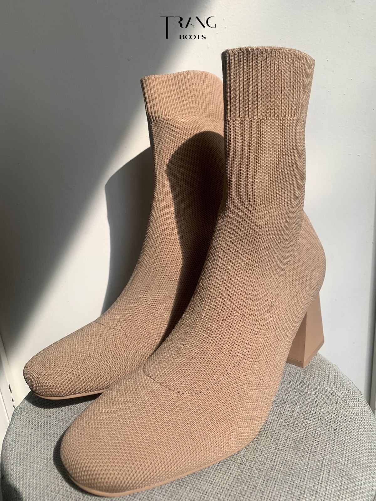 SOCK BOOTS WOOL HIGH HEELS