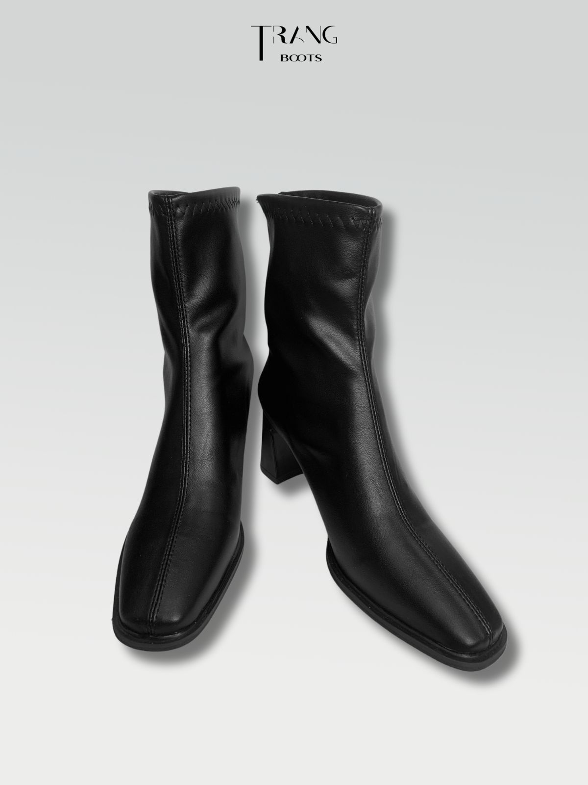 LEATHER ANKLE BOOTS BLACK - ANKLE BOOTS MŨI VUÔNG DA MỜ MÀU ĐEN