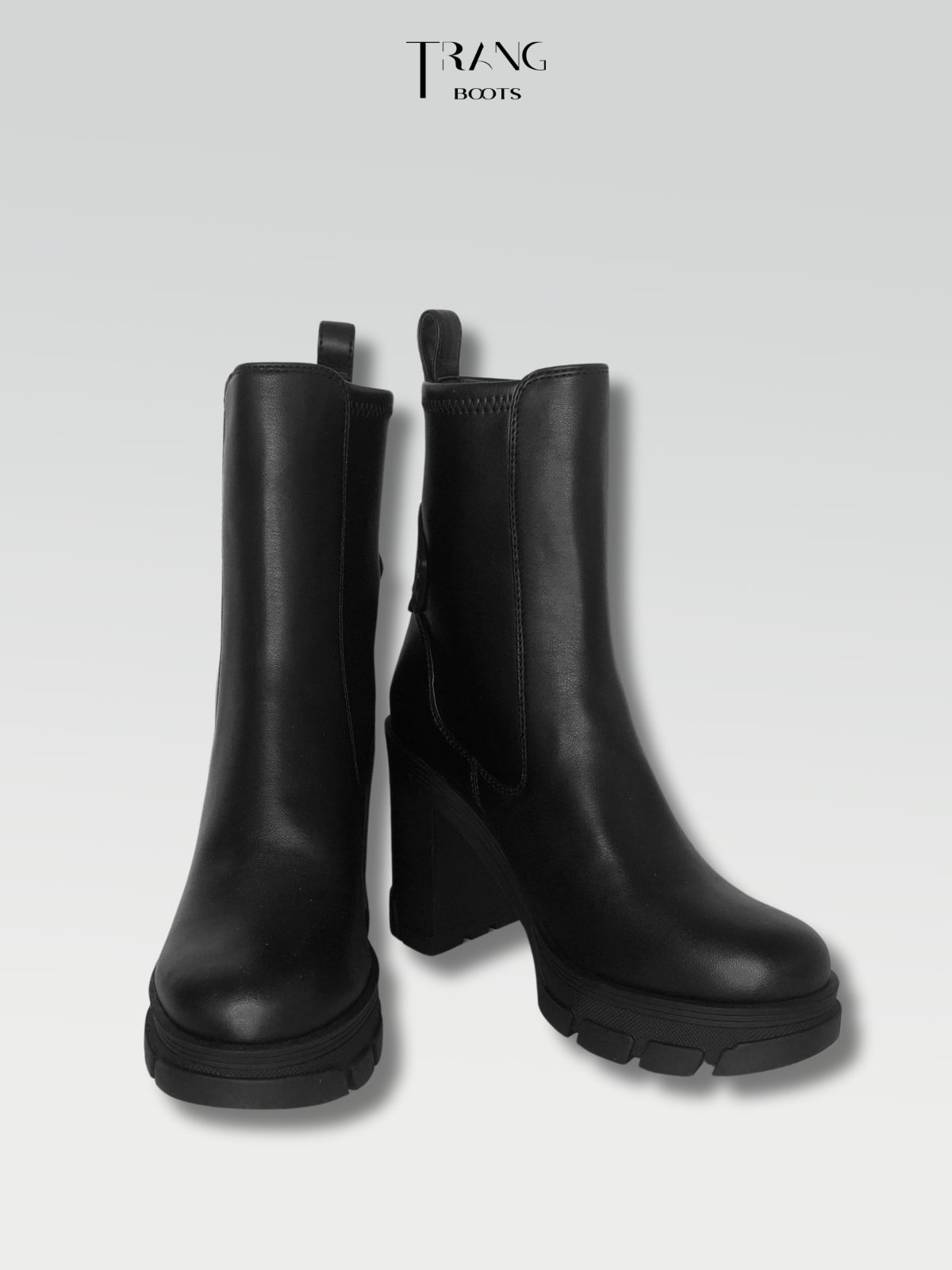 HIGH HEELS BOOTIE - BOOTS CAO GÓT ĐẾ TRỤ CỔ CAO MŨI TRÒN