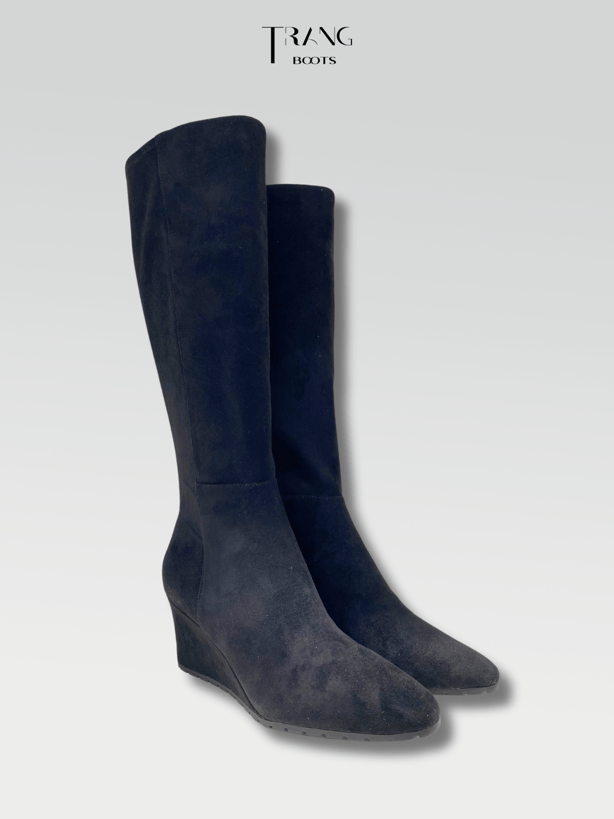 LEATHER KNEE BOOTS BLACK - KNEE BOOTS DA LỘN ĐẾ XUỒNG MÀU ĐEN