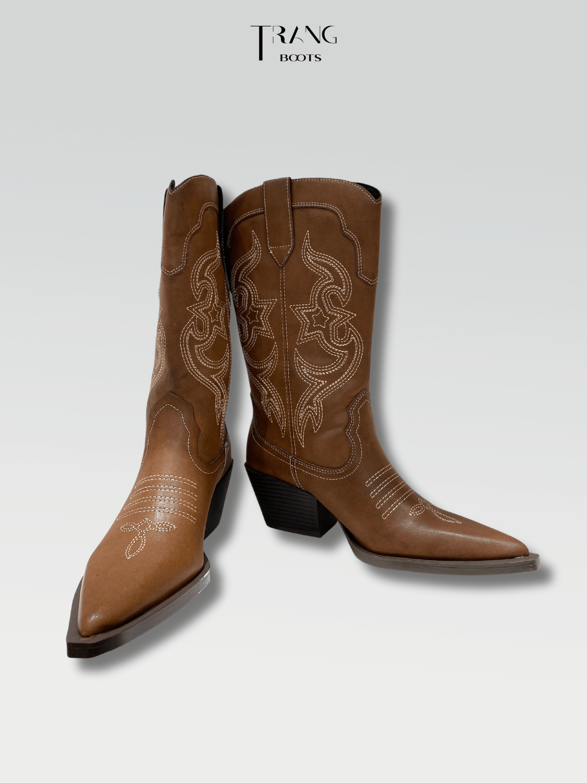 LEATHER COWBOY BOOTS BROWN - BOOTS CAO BỒI DA MỜ MÀU NÂU