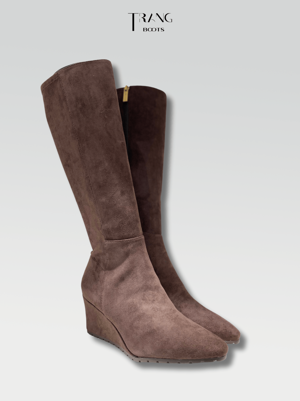 LEATHER KNEE BOOTS BROWN - KNEE BOOTS DA LỘN ĐẾ XUỒNG MÀU NÂU