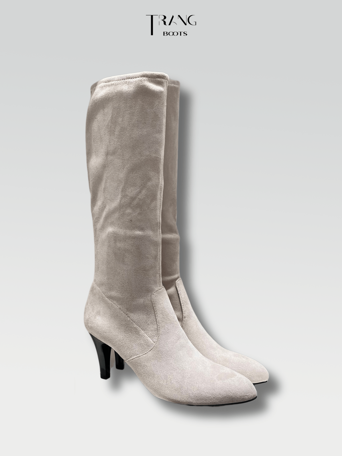 LEATHER KNEE BOOTS SKIN - KNEE BOOTS DA LỘN MŨI NHỌN MÀU DA