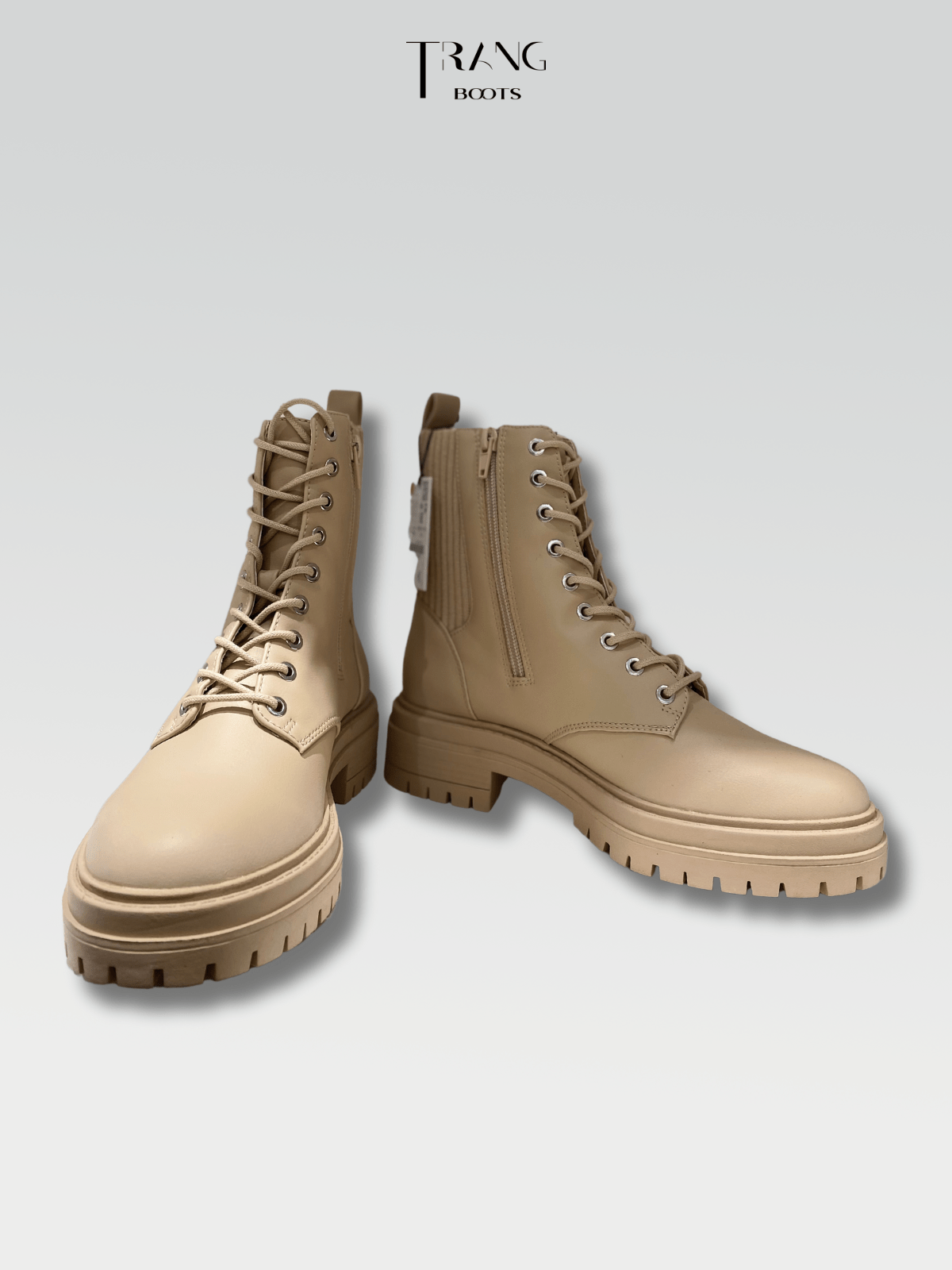 LEATHER COMBAT BOOTS BROWN - COMBAT BOOTS DA MỜ GÓT TRỤ MÀU NÂU