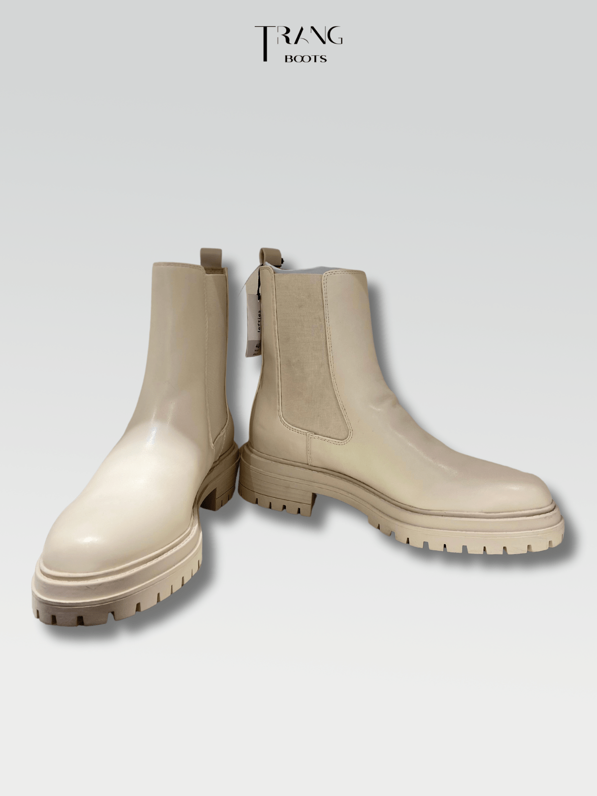 LEATHER CHELSEA BOOTS WHITE - CHELSEA BOOTS DA MỜ GÓT TRỤ MÀU TRẮNG