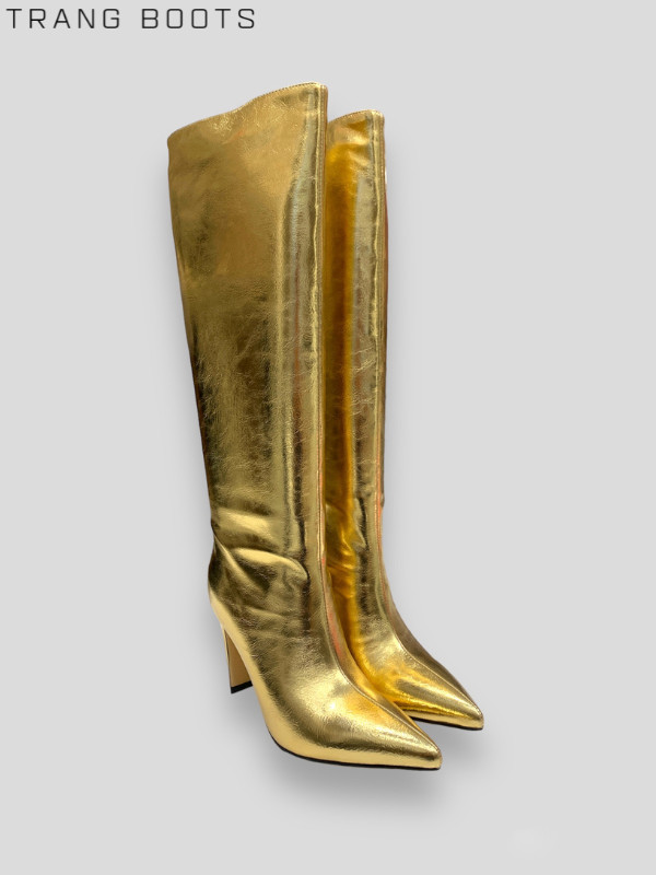 KNEE BOOTS METALLIC MŨI NHỌN