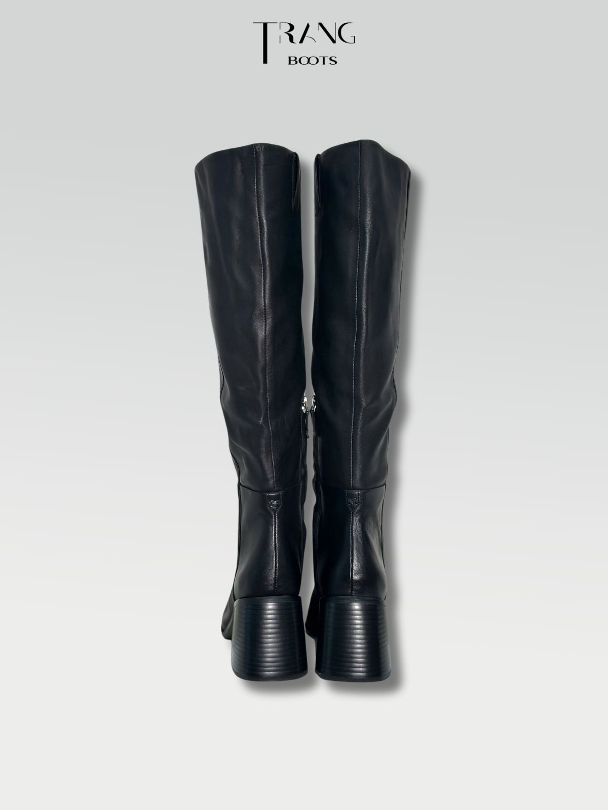 LEATHER KNEE BOOTS SAM ELDERMEN - KNEE BOOTS DA THẬT GÓT TRỤ MÀU ĐEN